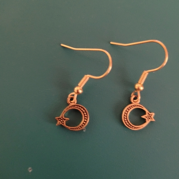 Hand Crafted Moon & Star Earrings - Picture 3 of 3